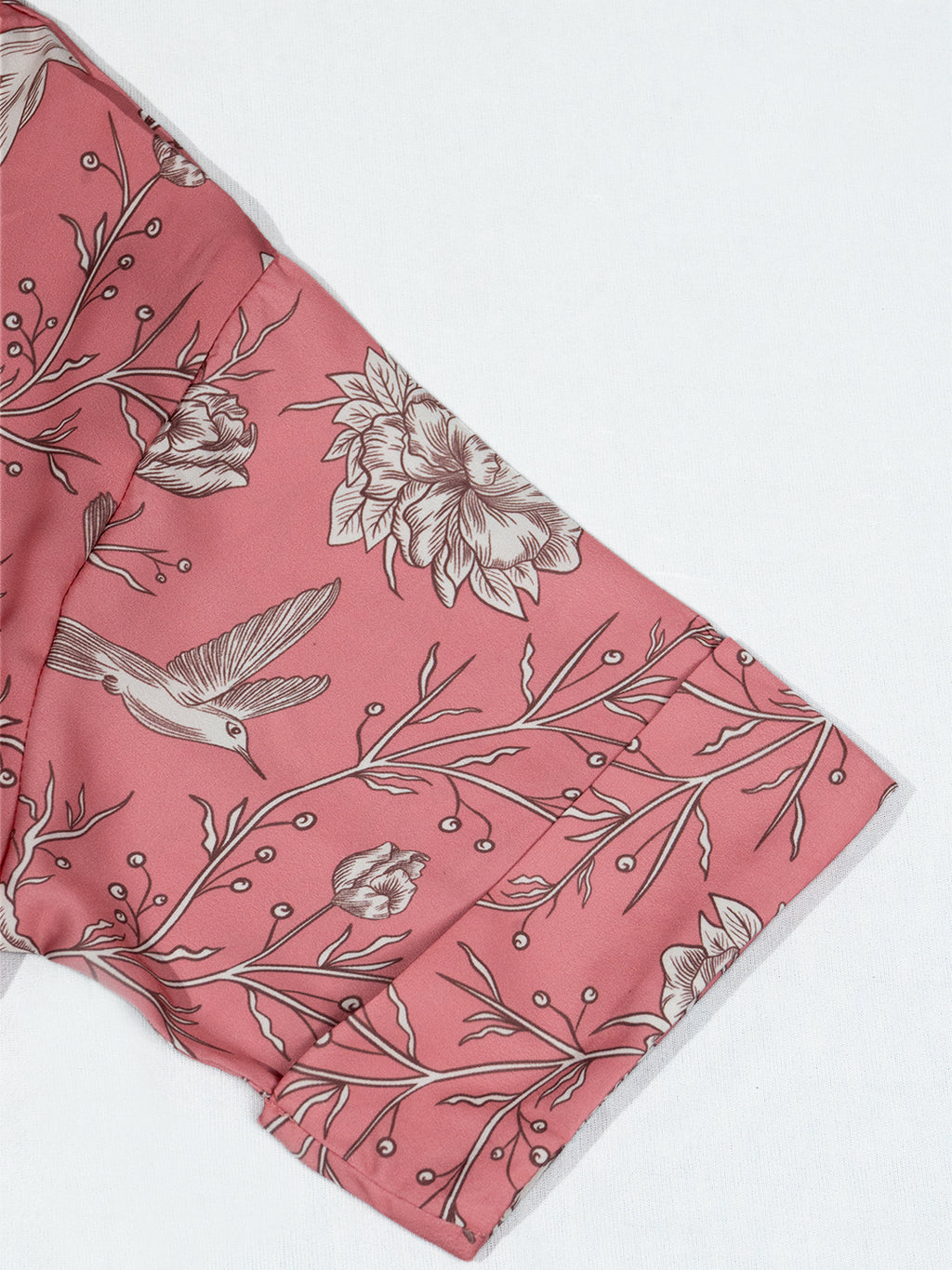 Women’s Fuchsia Pink Nature Print Relaxed V-Neck Top & Shorts Set