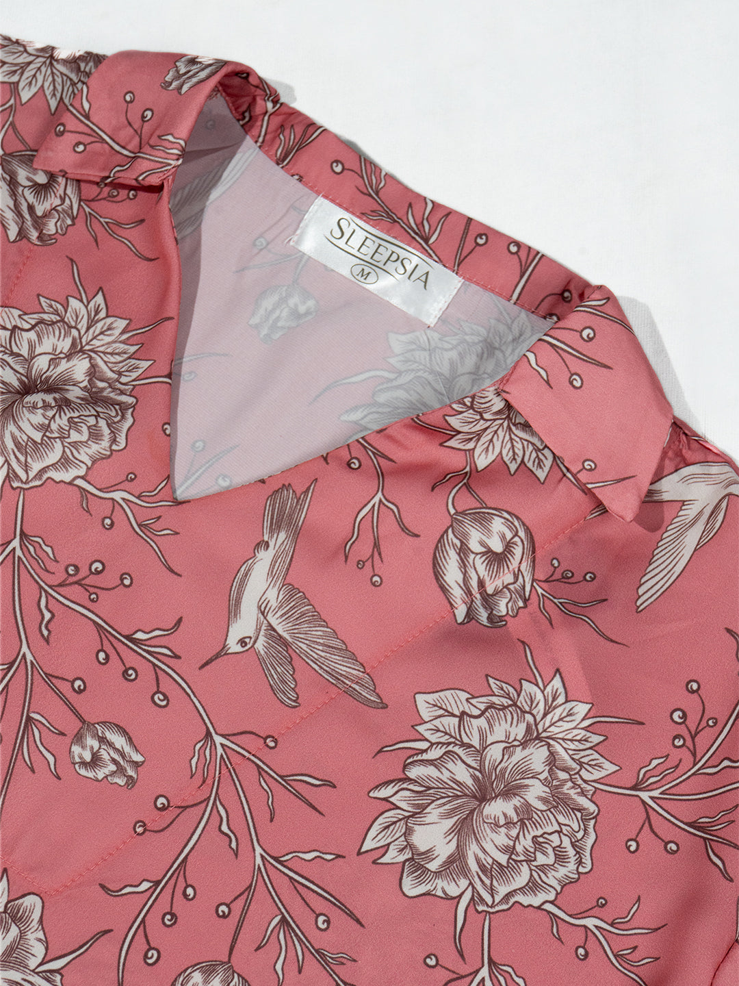 Women’s Fuchsia Pink Nature Print Relaxed V-Neck Top & Shorts Set