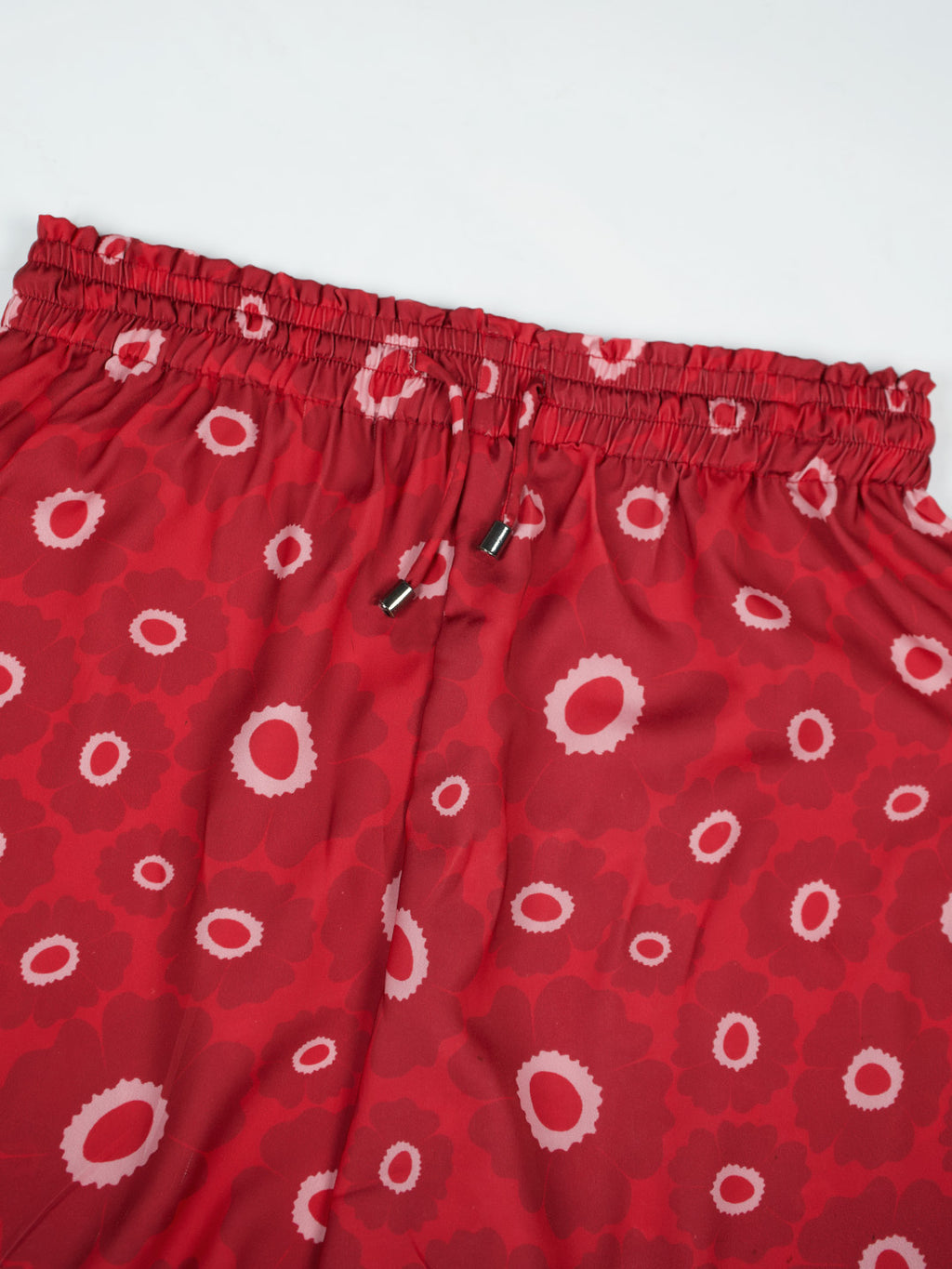 Women’s Red Floral Print Relaxed V-Neck Top & Shorts Set